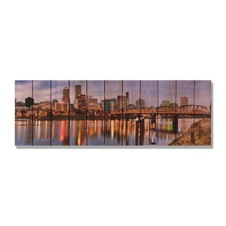 RICKI&APOSS RUGS 60 x 20 in. City Skyline Inside & Outside Cedar Wall Art RI272794